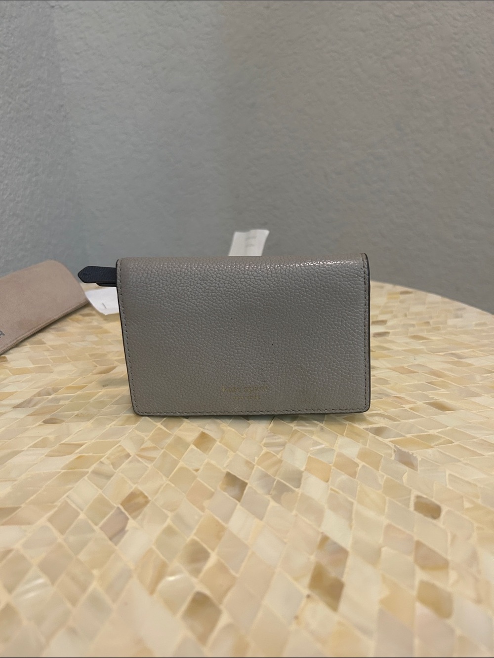 kate spade Gray Pebble Leather Bifold Wallet